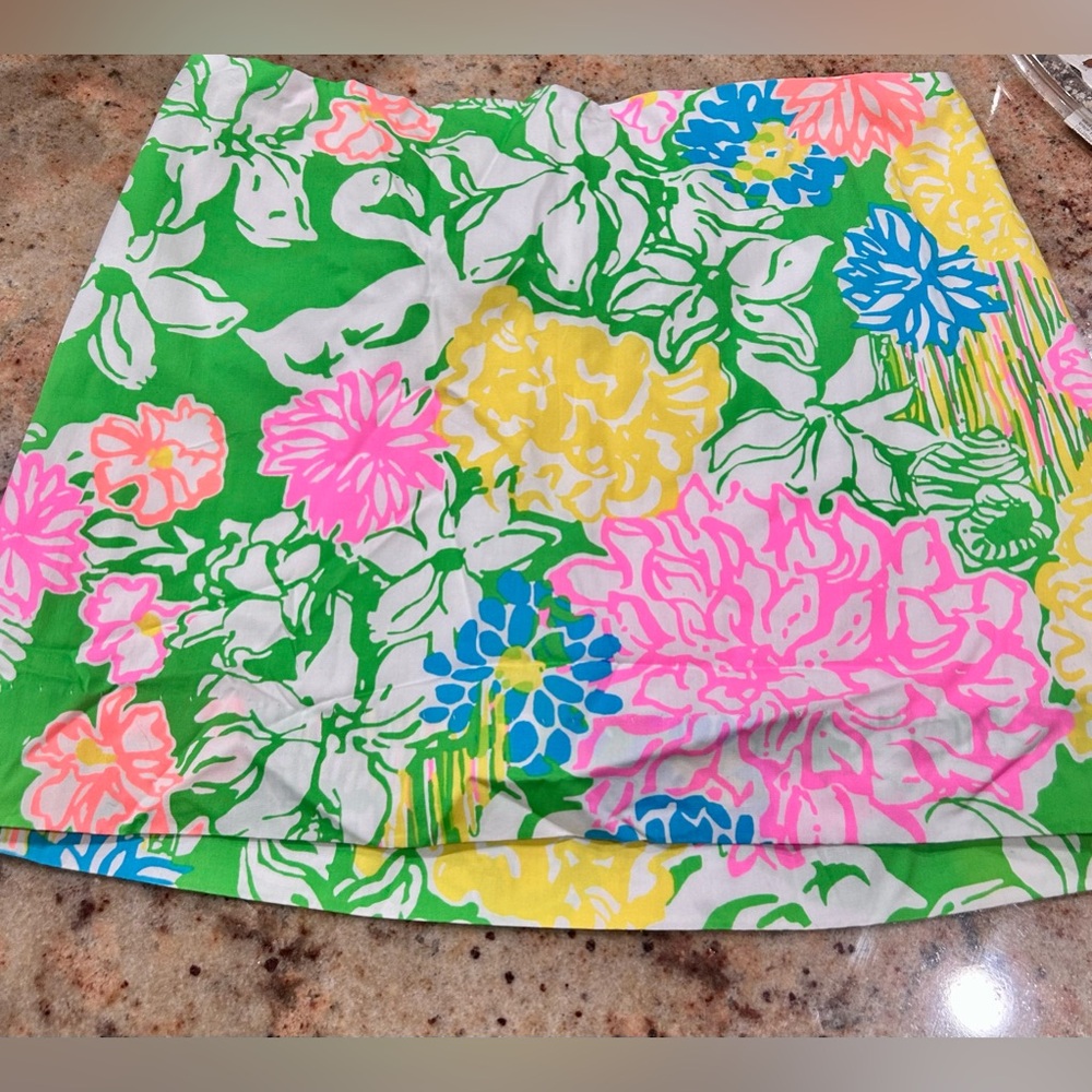 Lilly Pulitzer Hibiscus Stroll Kids Skort - Green, Pink, Yellow, Blue Floral 12